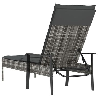 Back view of a modular outdoor chaise with adjustable backrest and woven wicker frame.