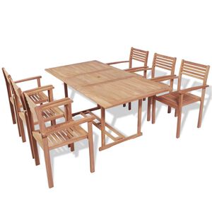 vidaXL Outdoor Dining Set Natural teak Teak hardwood 7 Piece Set