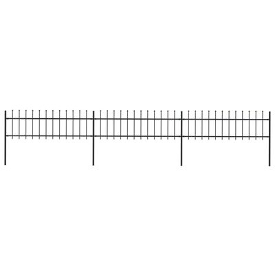 vidaXL Garden Fence with Spear Top Steel 200.8"x23.6" Black