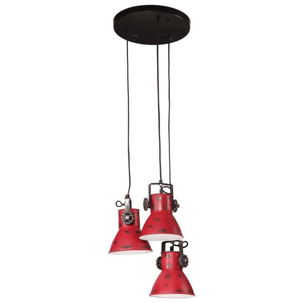 vidaXL Hanging Lamp Distressed Red Iron Medium Industrial Hanging Lamp