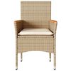 vidaXL Patio Chairs with Cushions 2 pcs Beige Poly Rattan