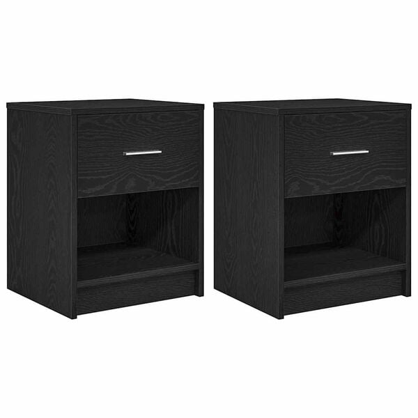 vidaXL Bedside Cabinet Set of 2 Black Engineered wood Standard