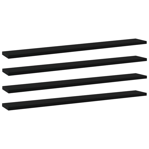 vidaXL Shelf Set of 4 Black Engineered wood 31.5 in x 3.9 in x 0.6 in