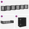 vidaXL Dog Gate Set of 12 Black Solid Poplar Wood Foldable Dog Gate