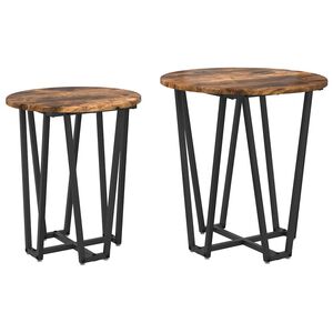 vidaXL Side Table Set 2 pcs Smoked oak and Black 19.7" x 19.7" x 19.9