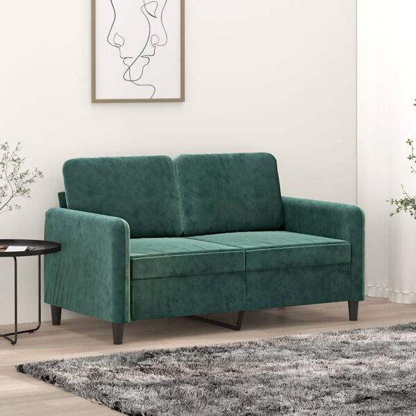 vidaXL 2-seater Sofa Dark green Velvet (100% polyester) 2-seater