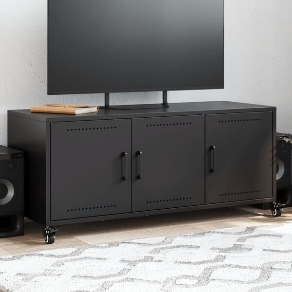 vidaXL TV Cabinet Black Cold-rolled steel Medium TV Cabinet