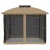 vidaXL Gazebo with Double Roof&Mesh Walls Taupe 9.6'x9.6' Steel