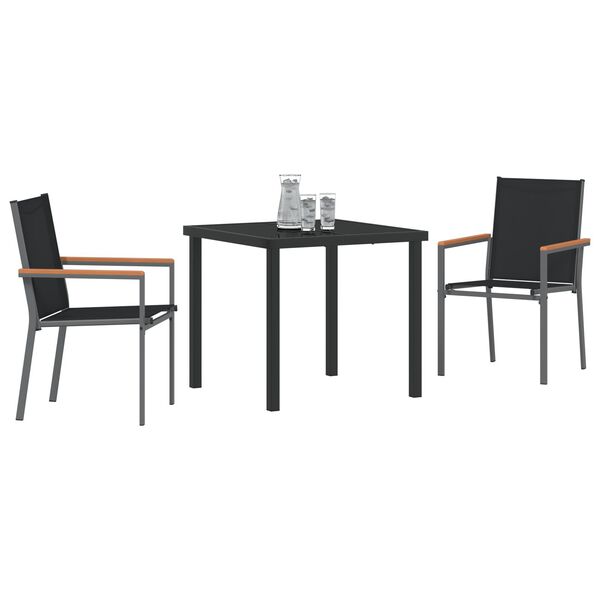 vidaXL Garden Dining Set 5 pcs Black Textilene and steel