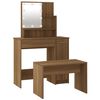 vidaXL Dressing Table Set With LED Brown oak Engineered wood Medium