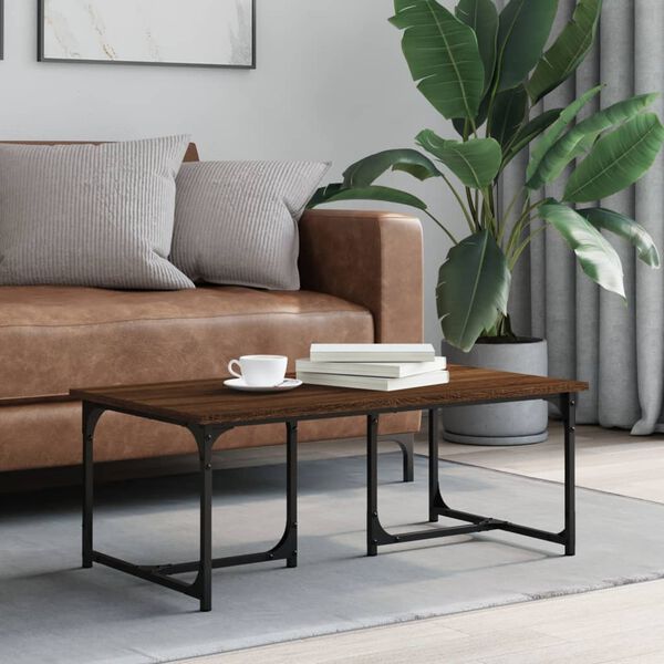 vidaXL Coffee Table Brown Oak Engineered wood and Metal Medium Durable