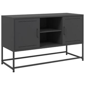 vidaXL TV Cabinet Black Steel Medium TV Cabinet Rectangular
