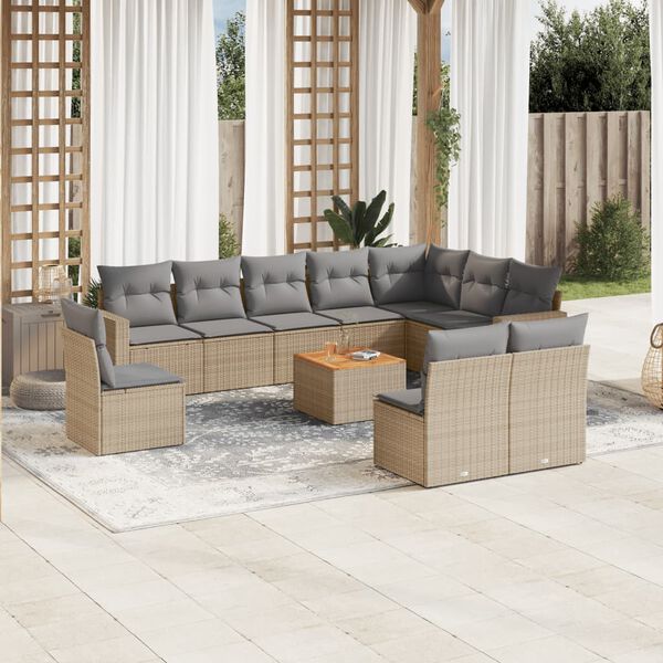 vidaXL Garden Sofa Set Beige and Light Grey