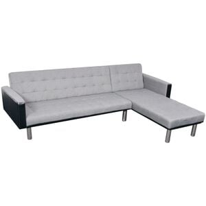 vidaXL Sofa Black and grey Wooden frame, polyester fabric Large