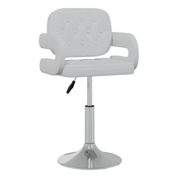 vidaXL Dining Chair Set of 2 White Faux leather, chromed steel