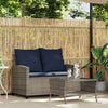 vidaXL Garden Sofa Grey PE rattan, powder-coated steel, tempered glass