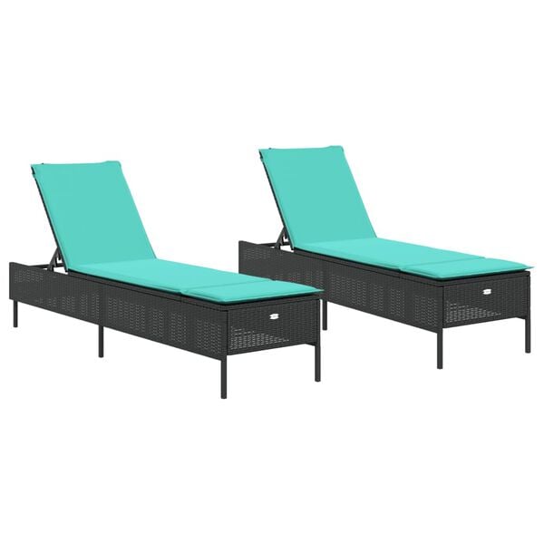 vidaXL Patio Sun Lounger Black lounger, Blue cushion