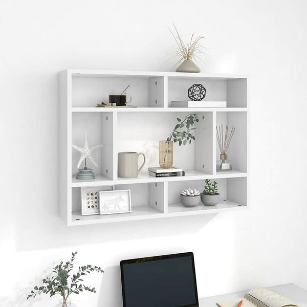 vidaXL Wall Shelf White 29.5x6.3x21.7" Engineered Wood