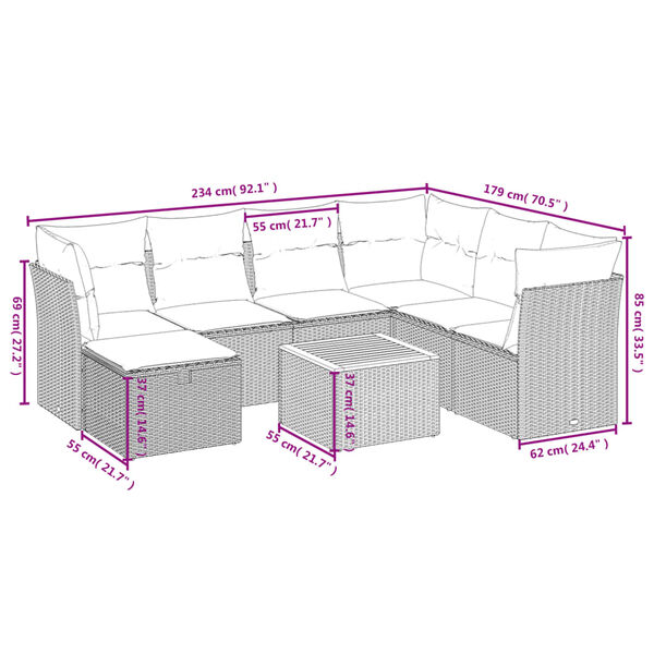 vidaXL Garden Sofa Set Black, Cream White PE Rattan Large Modular