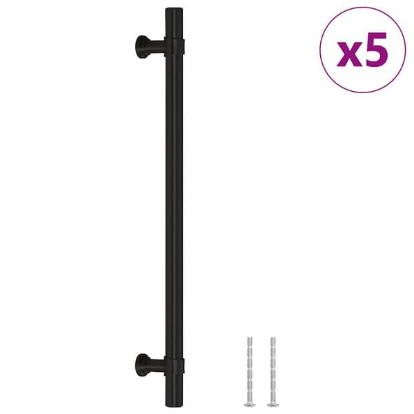 vidaXL Cabinet Handle Set of 5 Black Stainless Steel 7.6 in Tough