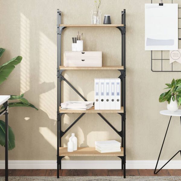 vidaXL Bookcase Sonoma oak Engineered wood, steel Large Bookcase
