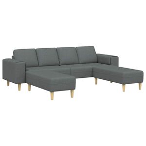 vidaXL Living Room Couch 3 pcs Dark Grey Polyester