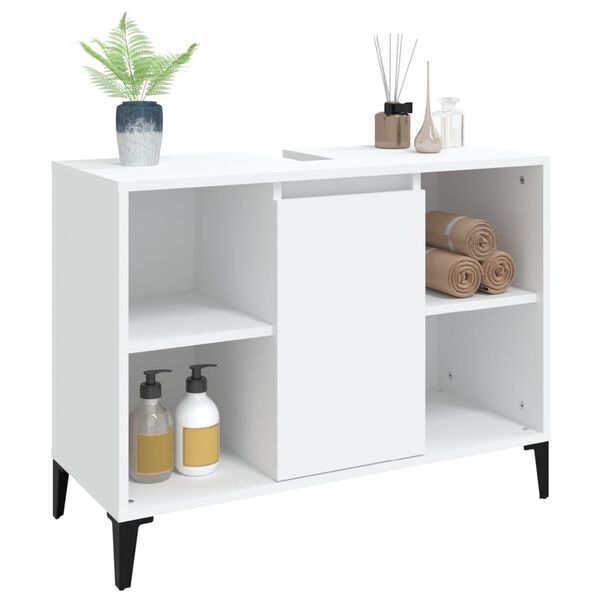 vidaXL Sink Cabinet White Engineered wood, Metal Medium