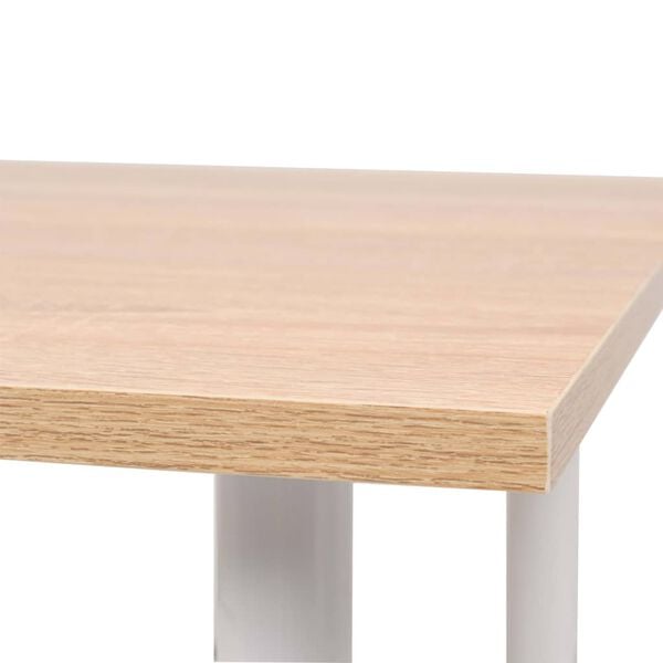 vidaXL Dining Table Oak and White Engineered wood, Steel Medium Durable