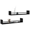 vidaXL Wall Shelf Set of 2 Black Engineered wood, Steel Medium