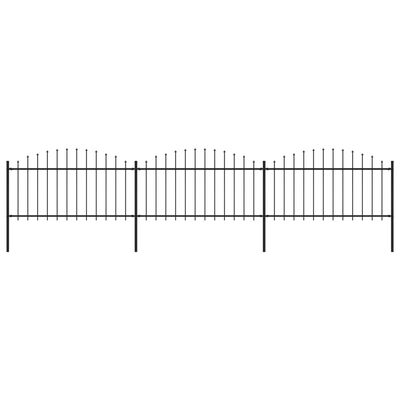 vidaXL Garden Fence with Spear Top Steel 16.7' Black