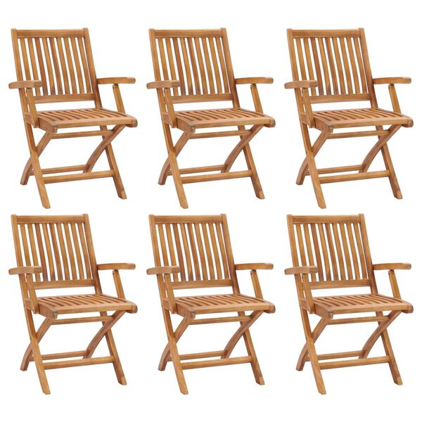 vidaXL Garden Chair Set of 6 Natural Teak