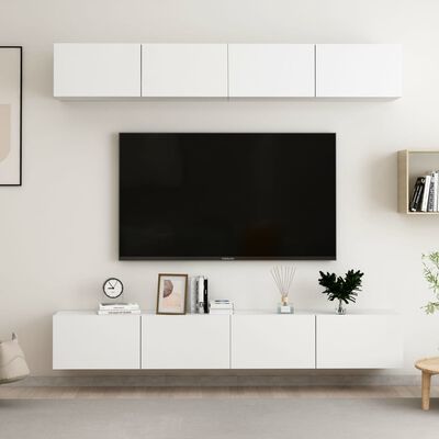 vidaXL TV Stands 4 pcs White 39.4"x11.8"x11.8" Engineered Wood
