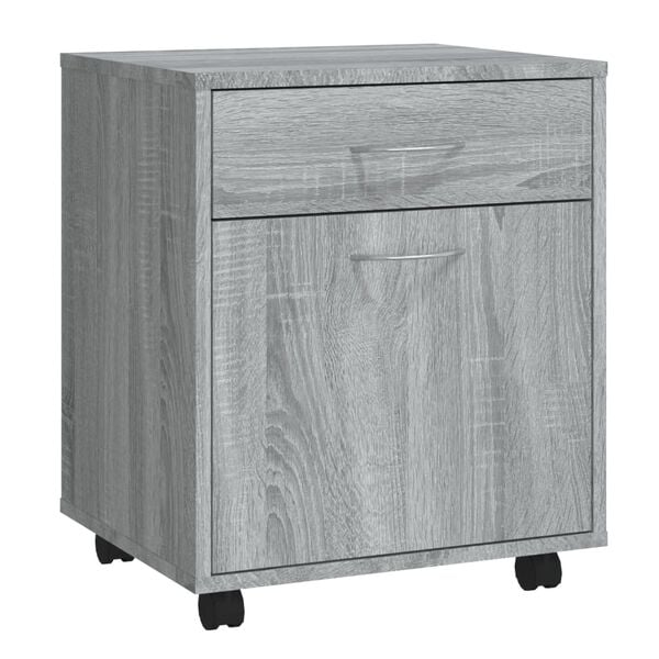 vidaXL Rolling Cabinet Grey sonoma Engineered wood Medium