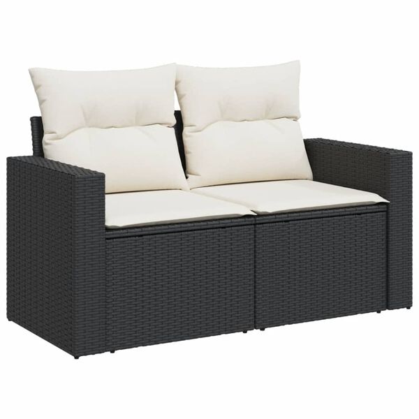 vidaXL Garden Sofa Set Brown PE Rattan, Powder-Coated Steel, Polyester