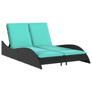 vidaXL Sun Lounger with Cushions Black 44.9x80.7x28.7" Poly Rattan