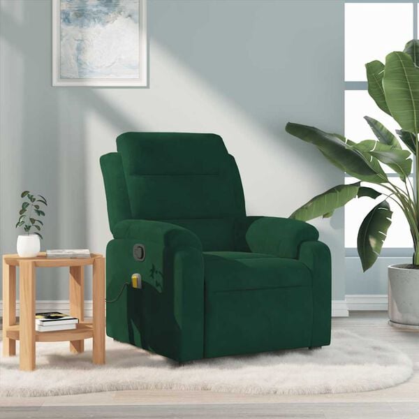 vidaXL Massage Recliner Chair Dark Green