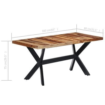 vidaXL Dining Table 63"x31.5"x29.5" Solid Sheesham Wood