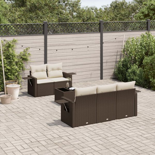 vidaXL Garden Sofa Set Brown, Cream White