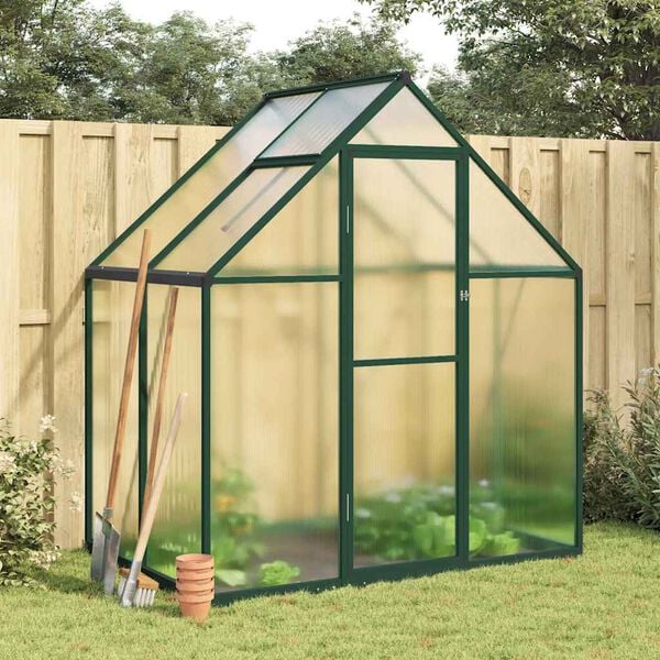 vidaXL Greenhouse Green and Transparent Aluminum, Polycarbonate Large