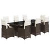 vidaXL 9 Piece Patio Bistro Set with Cushions Brown Poly Rattan
