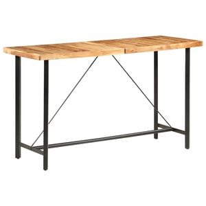 vidaXL Bar Table Natural and black Solid Acacia wood Large Industrial