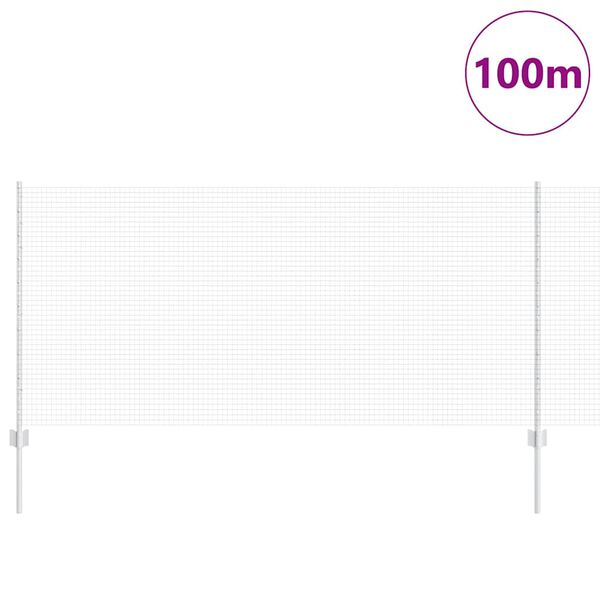 vidaXL Fence with Post Silver 3.28 x 328.08 ft Steel