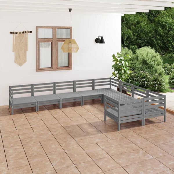 vidaXL Garden Lounge Set Grey Solid pinewood Large Modular