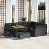 vidaXL Garden Sofa Set with Cushion 13 pcs Black Poly Rattan