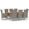 vidaXL Garden Dining Set Grey PE rattan 9 Piece Modular