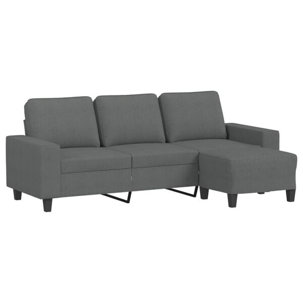 vidaXL 3-seater Sofa With Footstool Dark grey
