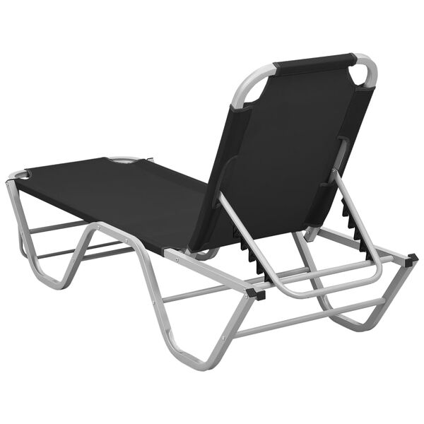 vidaXL Sun Lounger Black and Silver Aluminium, Textilene Standard