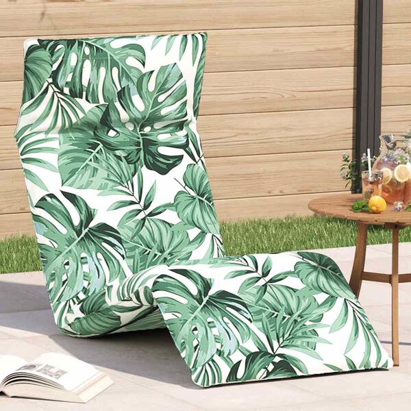 vidaXL Folding Sun lounger Leaf Pattern 175x54x8,5 cm Oxford Fabric