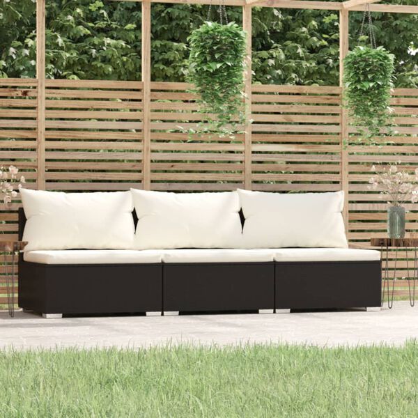 vidaXL 3-seater Sofa Black