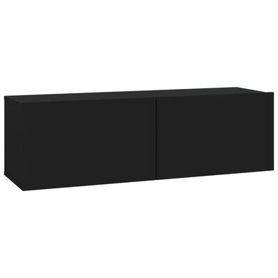 vidaXL Wall TV Stands 2 pcs Black 39.4"x11.8"x11.8" Engineered Wood
